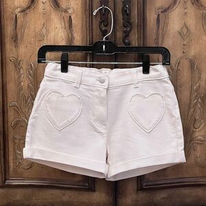 NWT! J.Crew Crewcuts Preppy Heart Pocket Kids Girls White Denim Shorts 12